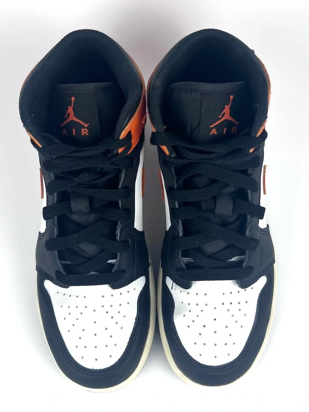 Nike Air Jordan 1 Mid - Orange/Black/White Kids Sneakers
